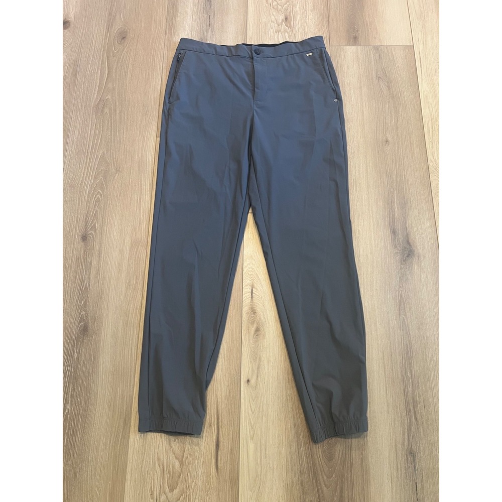 Vuori Mens L Gray Performance Jogger Pants Stretch Athletic Zip Pockets